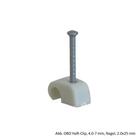 OBO Haft-Clip 2025/25GR PP, 4.0-7mm, Nagel, 2.0x25mm,lichtgrau 2228629