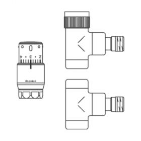 Oventrop Anschluss-Set "Baureihe E/Uni SH" DN15, Eckform, verchromt, 1164052