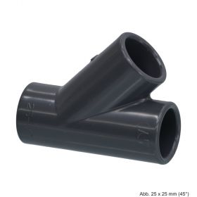 PVC-U T-Stück 45°, Klebemuffe, 10 bar, 125 mm