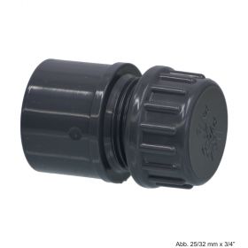 PVC-U Endsatz mit Gewindekappe, Klebemuffe/Klebestutzen x AG, 10 bar, 25/32 mm x 3/4"