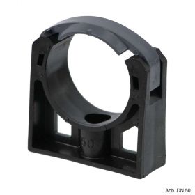 PP Rohrschelle mit extra Halteclip, 90 mm, schwarz