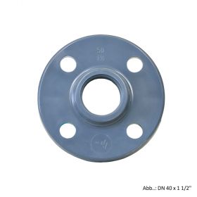 PVC-U Flansch, DIN Flansch x IG, 10 bar, DN20 x 3/4", Flansch: PN10/16, Lochkreis 75 mm, 4 Löcher, Loch Ø 14 mm