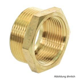 Rotguss Reduzierstück, breite Ausführung, 1 1/2" AG x 1 1/4" IG