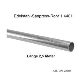 Viega Edelstahl-Sanpress-Rohr 1.4401, Länge 2,5m, 54 x 1,5 mm