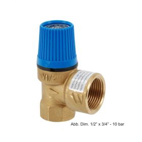 Membran-Sicherheitsventil für Warmwasserbereiter 1/2" x 3/4" - 6 bar