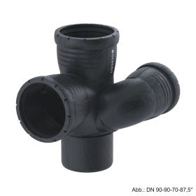Geberit Silent-Pro Schachtbogenabzweig, DN 90-90-70-87,5° links