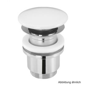 Design Ablaufventil 1 1/4" rund 72 mm verschliessbar, mit Keramik Stopfen weiß