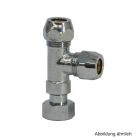 T-Stück mit Überwurfmutter 3/8" x QV 10 mm x QV 10 mm, verchromt