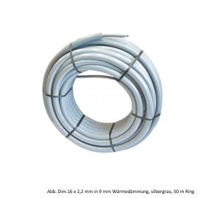Viega Raxofix PE-Xc/AI/PE-Xc-Rohr 16 x 2,2mm, 26mm Wärmedämmung, grau, 25m Ring