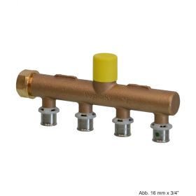 Viega Sanfix P-Verteiler, Modell 2126.05, Rotguss, 16mm x G 3/4" 4-fach