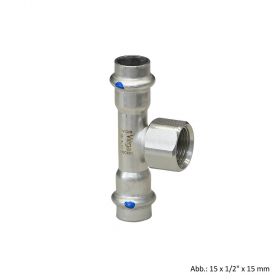 Viega Sanpress Inox labs-frei,Mod. 2317.2LF T-Stück mit IG,18mm x Rp 3/4" x 18mm