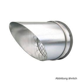Wickelfalz Ausblasstutzen, verzinkt, mit Vogelschutzgitter, DN 355, 45°