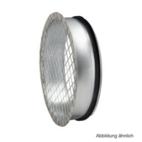 Wickelfalz Ausblasstutzen, verzinkt, mit Vogelschutzgitter, DN 100, 90°