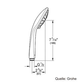 GROHE Euphoria Handbrause Eco, 1 Strahlart Rain & Durchflusskonstanthalter,chrom